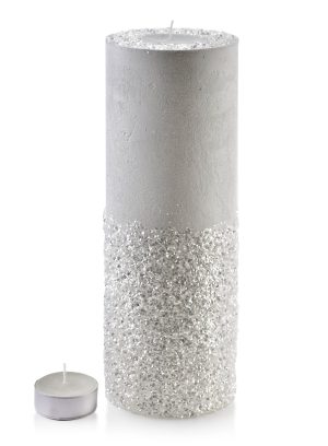 ŚWIECA LAMPION WALEC 120X360 DIAMENT BIAŁY PORCELANA