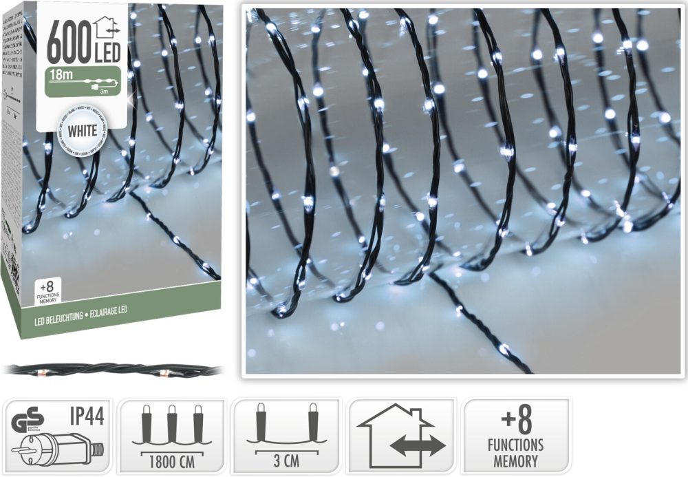 ŁAŃCUCH LED 600 LED BIAŁE 18M