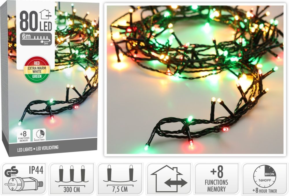 ŁAŃCUCH LED 80LED +8funkcji 6m