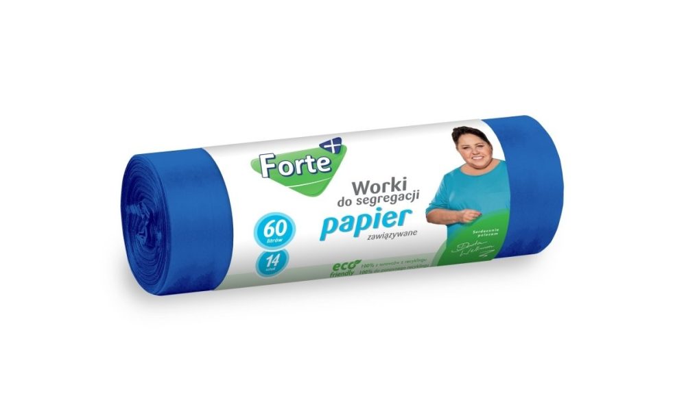 FORTE Worki do segregacji 60L 14szt zawiązywane PAPIER