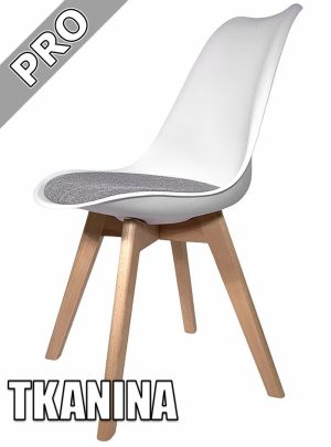 Krzesło skandynawskie MONZA WHITE Pro – Grey Fabric V