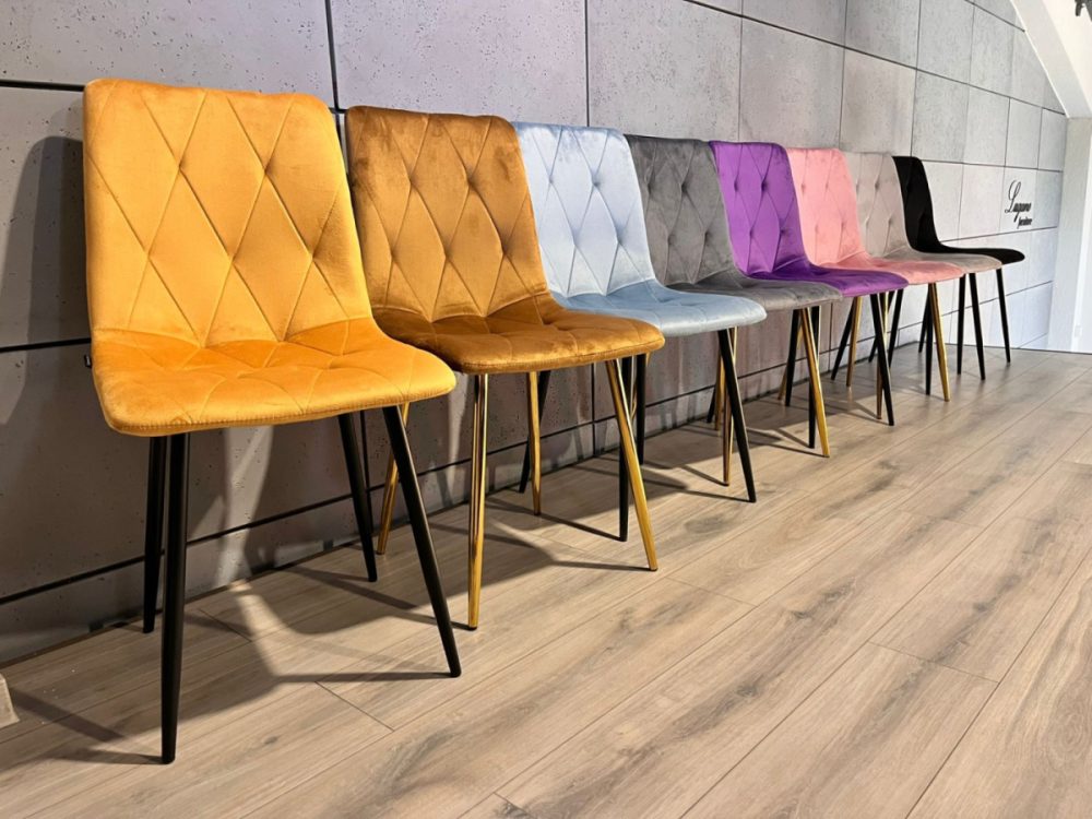 Krzesło tapicerowane BORGO VELVET MUSTARD GOLD - obrazek 2