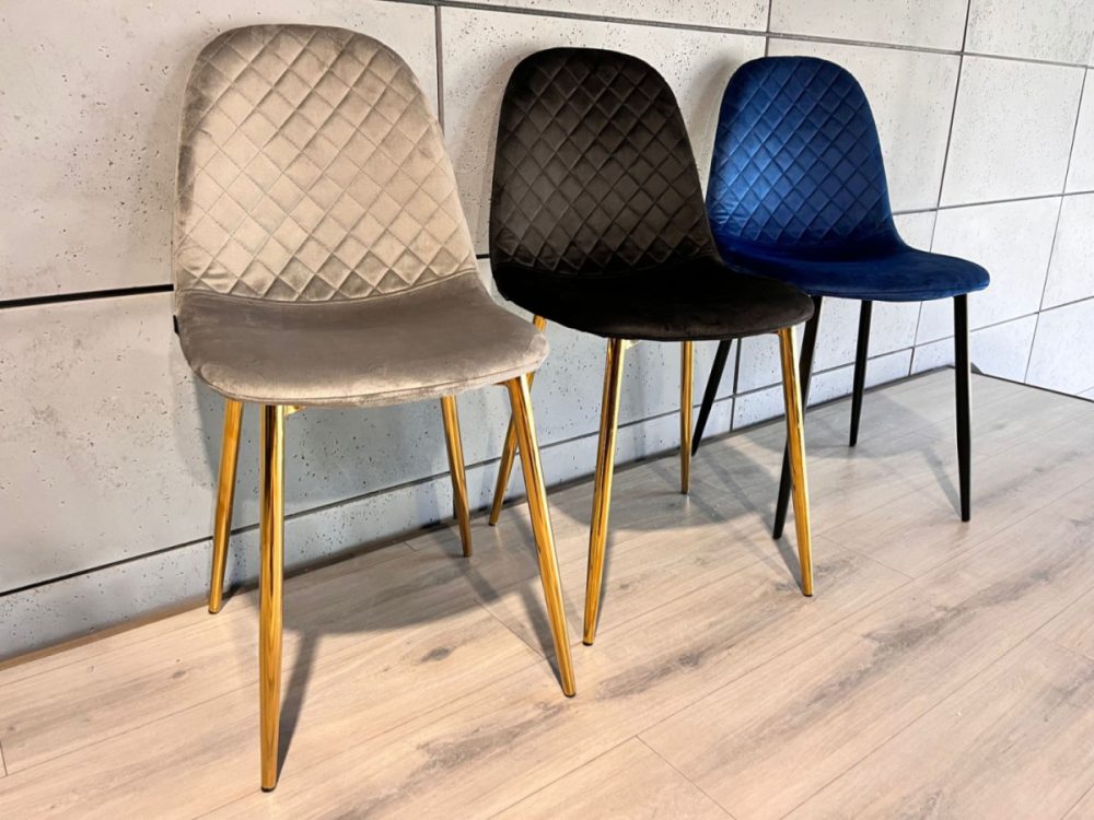 Krzesło tapicerowane CARO VELVET GREY GOLD - obrazek 6