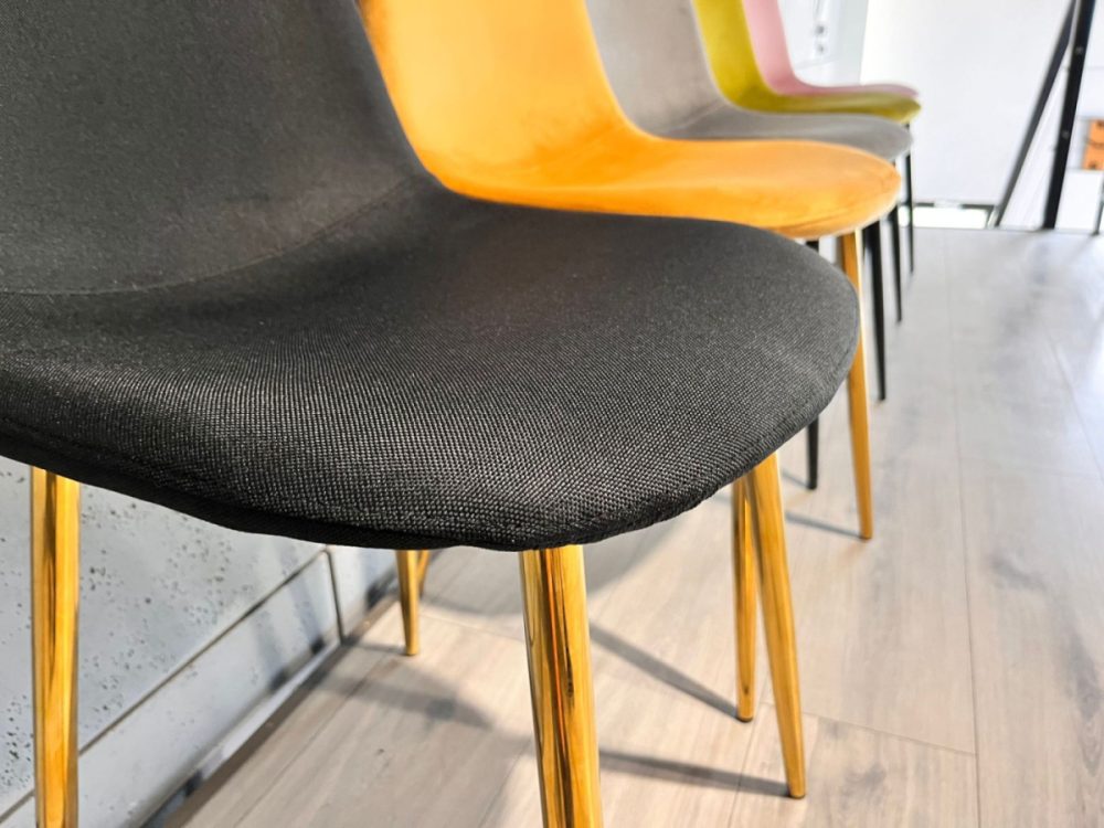 Krzesło tapicerowane GIULIA BLACK FABRIC GOLD - obrazek 5
