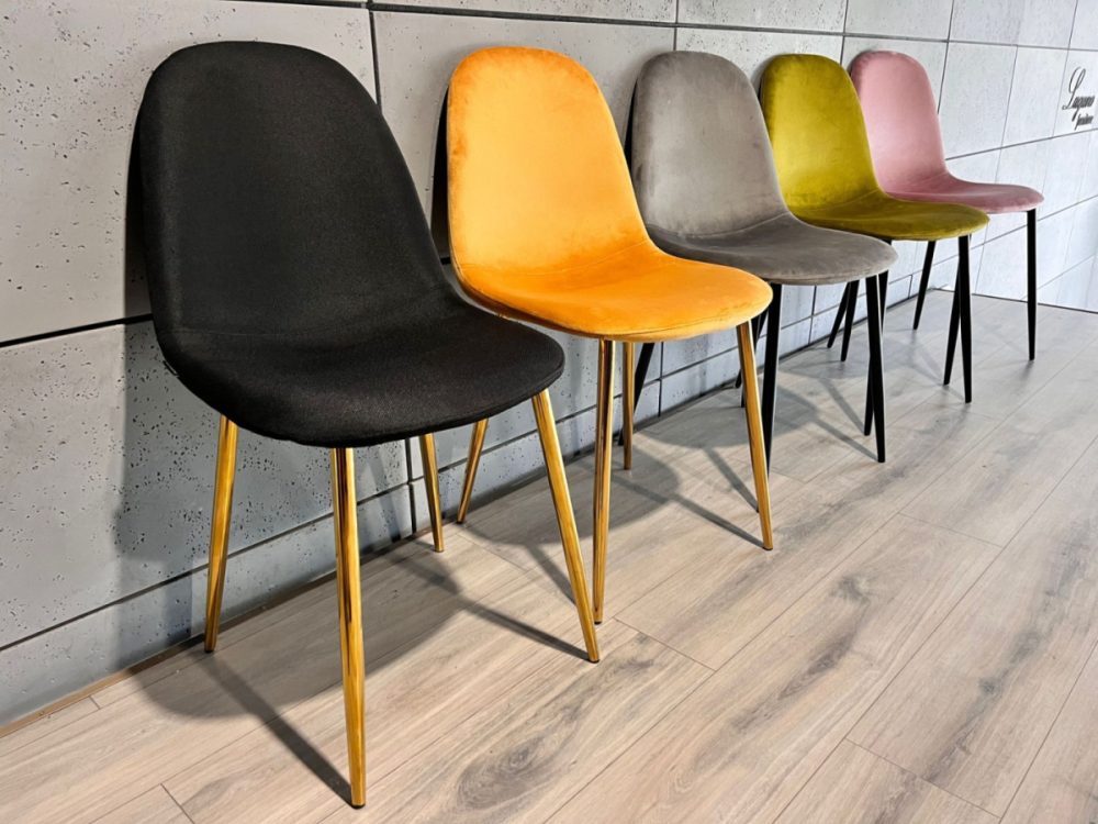 Krzesło tapicerowane GIULIA BLACK FABRIC GOLD - obrazek 6