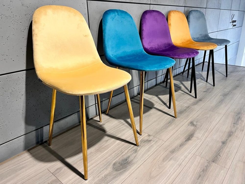 Krzesło tapicerowane GIULIA IVORY VELVET GOLD - obrazek 4