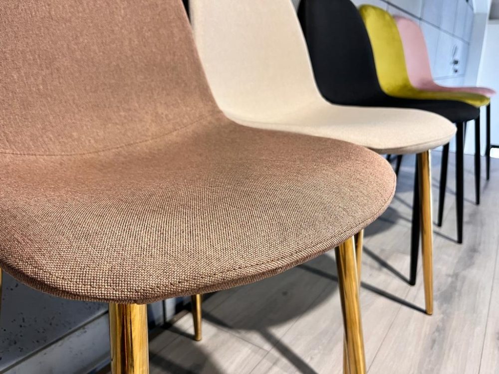 Krzesło tapicerowane GIULIA LATTE FABRIC GOLD - obrazek 7
