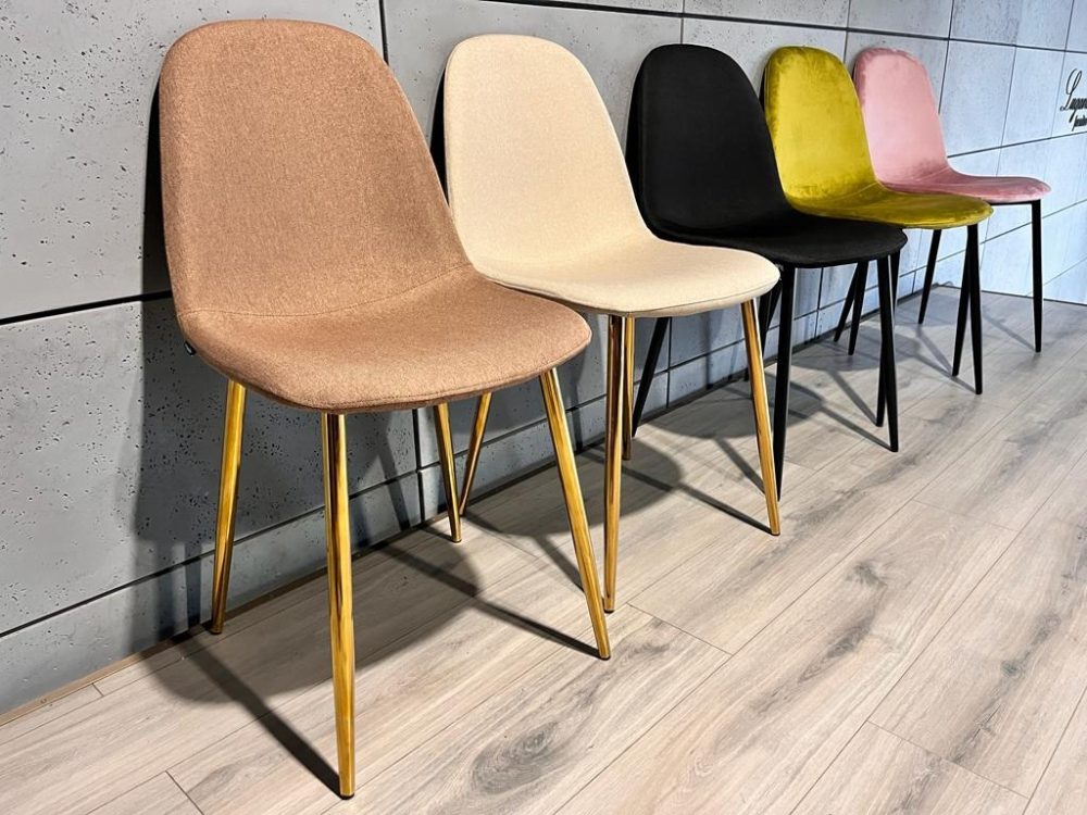 Krzesło tapicerowane GIULIA LATTE FABRIC GOLD - obrazek 5