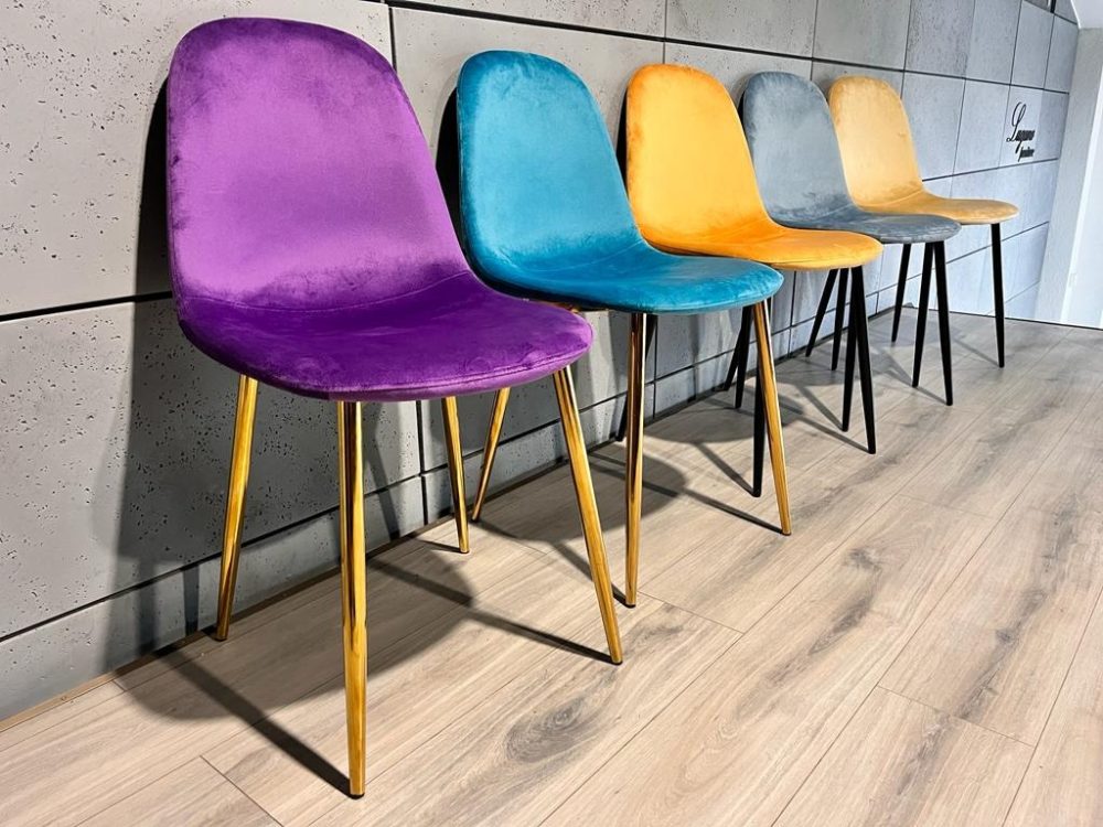 Krzesło tapicerowane GIULIA PURPLE VELVET GOLD - obrazek 4