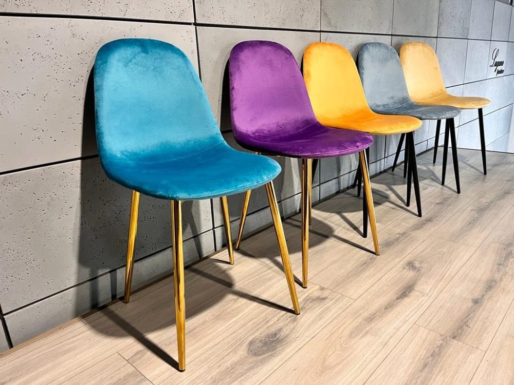 Krzesło tapicerowane GIULIA SEA BLUE VELVET GOLD - obrazek 5