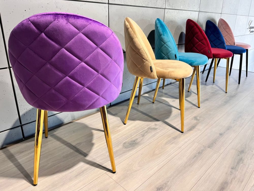 Krzesło tapicerowane GLORIA PURPLE VELVET GOLD - obrazek 5