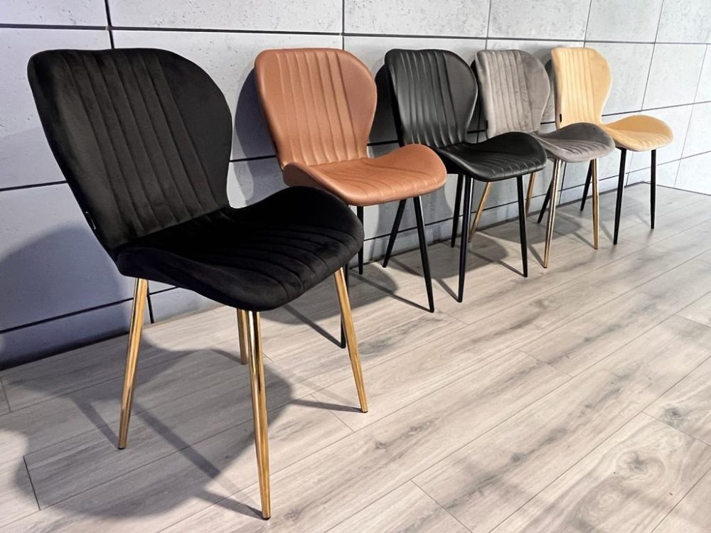 Krzesło tapicerowane MONTI VELVET BLACK GOLD - obrazek 5